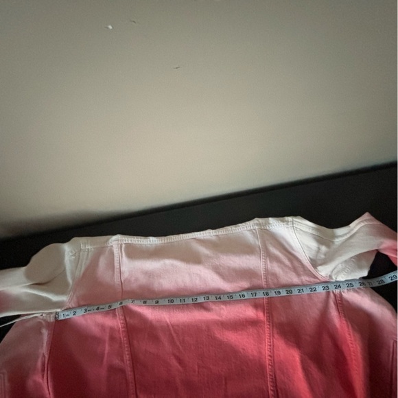 NWT Etica Sz S Elena Crop Jacket High Tide Coral Raw Trucker Jean Jacket - Picture 10 of 11